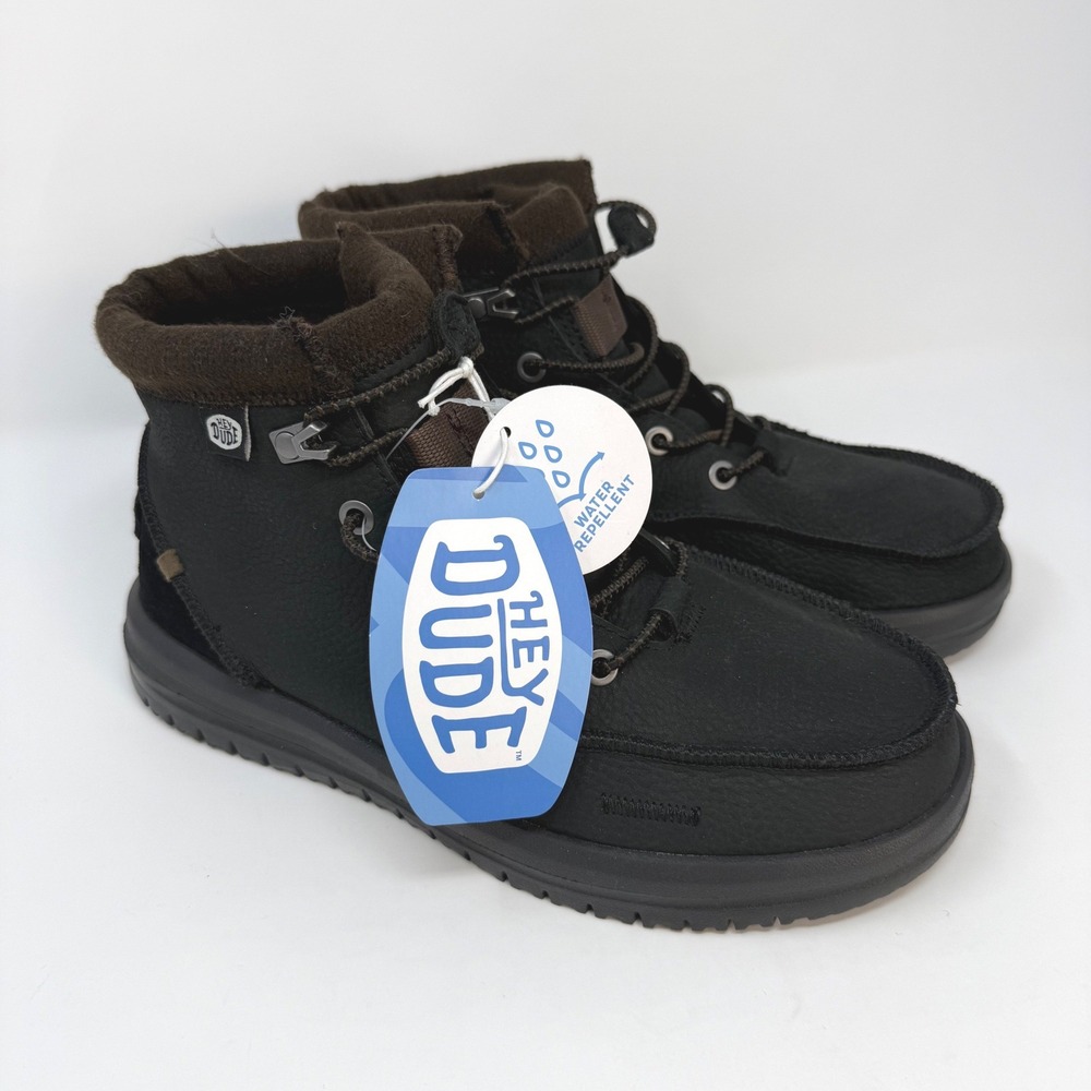 Hey Dude Bradley Boot Leather Black Water Repellent Mens 7 NEW